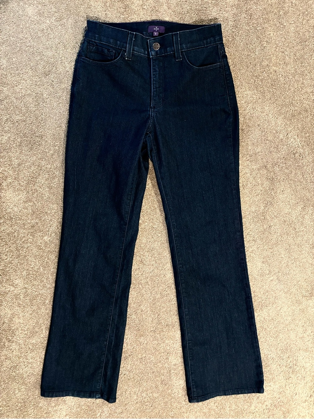 EUC NYDJ Not Your Daughter's Jeans Dark Blue Denim Sz 2 inseam 31-1/2 Bootcut
